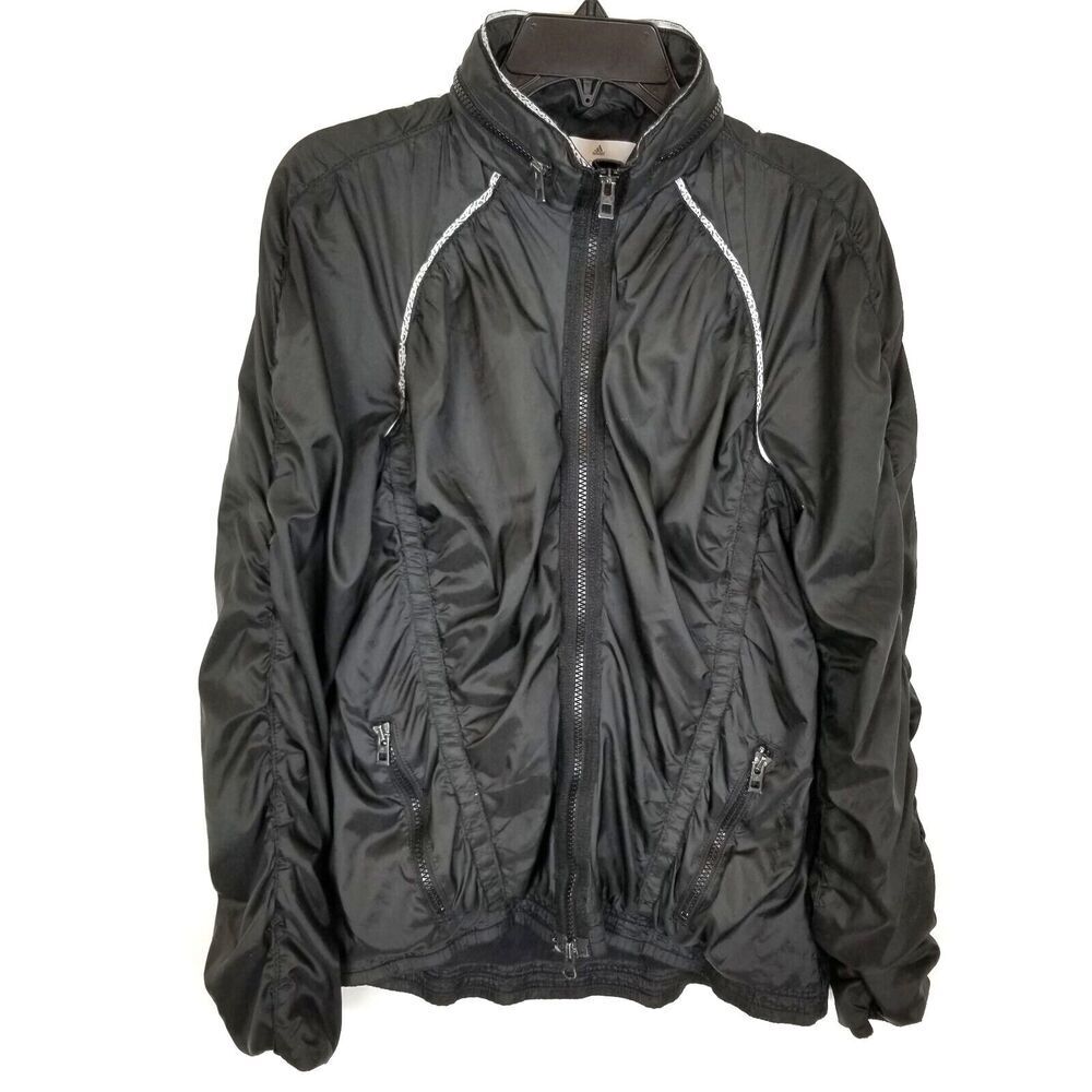 Adidas By Stella Mccartney Women Windbreaker Jacket Size 80 Us 8 Black Ruched